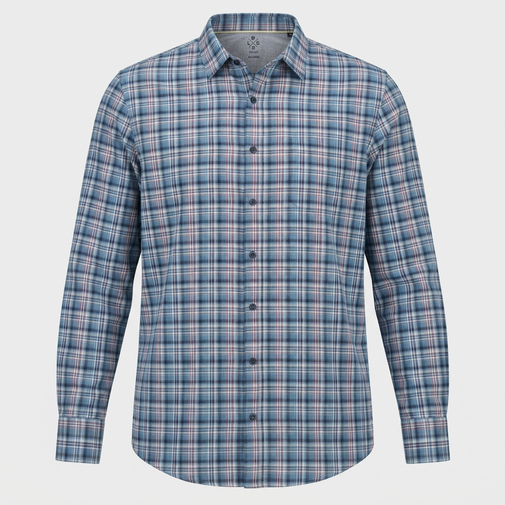 Checked shirt ghost-mannequin shot