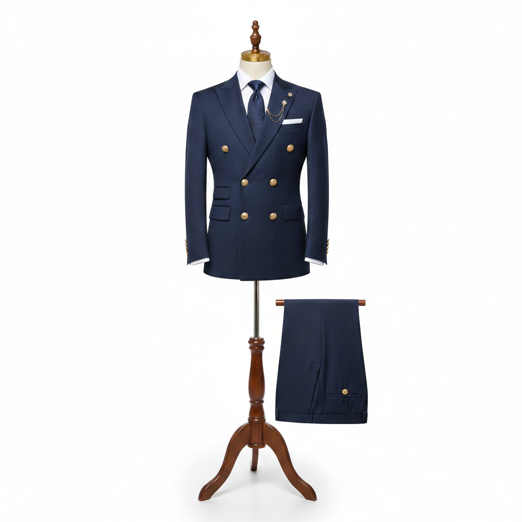Clean Studio – Men's Navy Blue Double-Breasted Suit