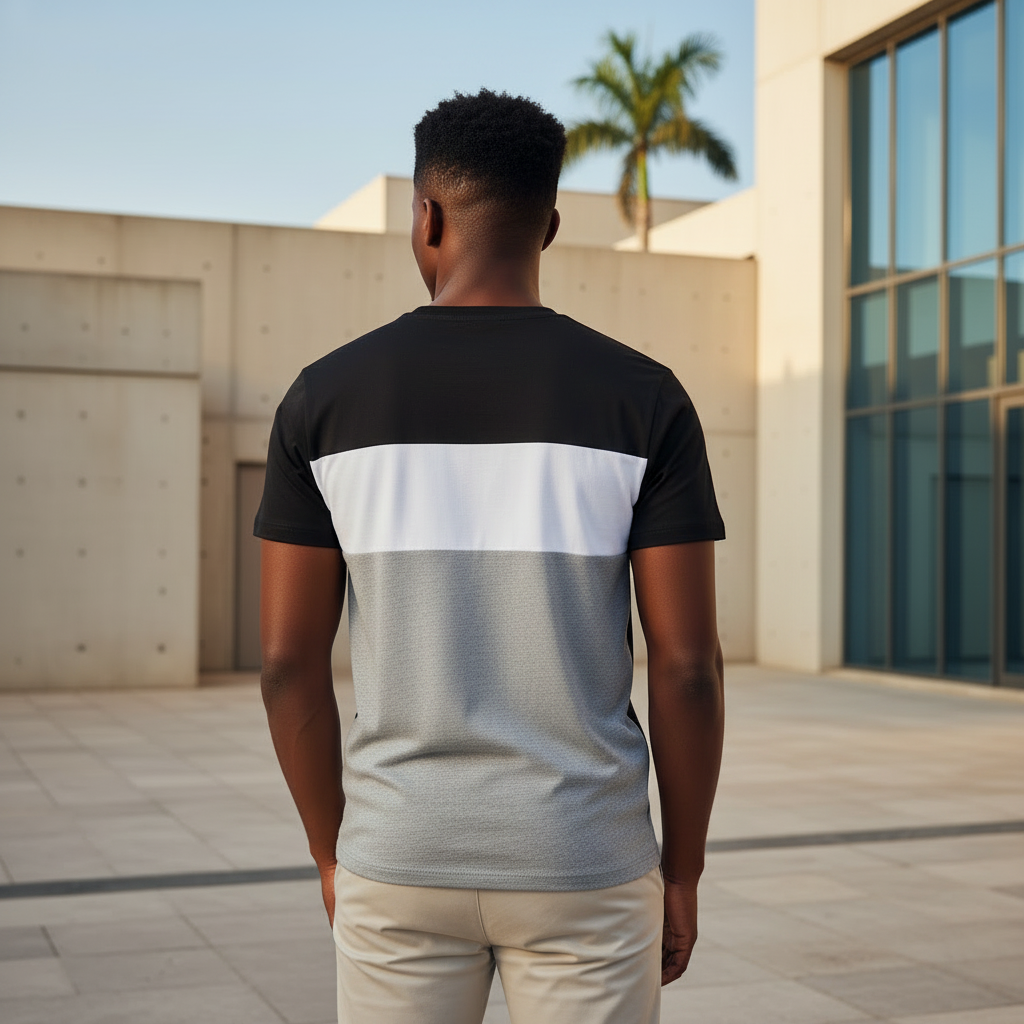 Color Block Tee – Back Model View