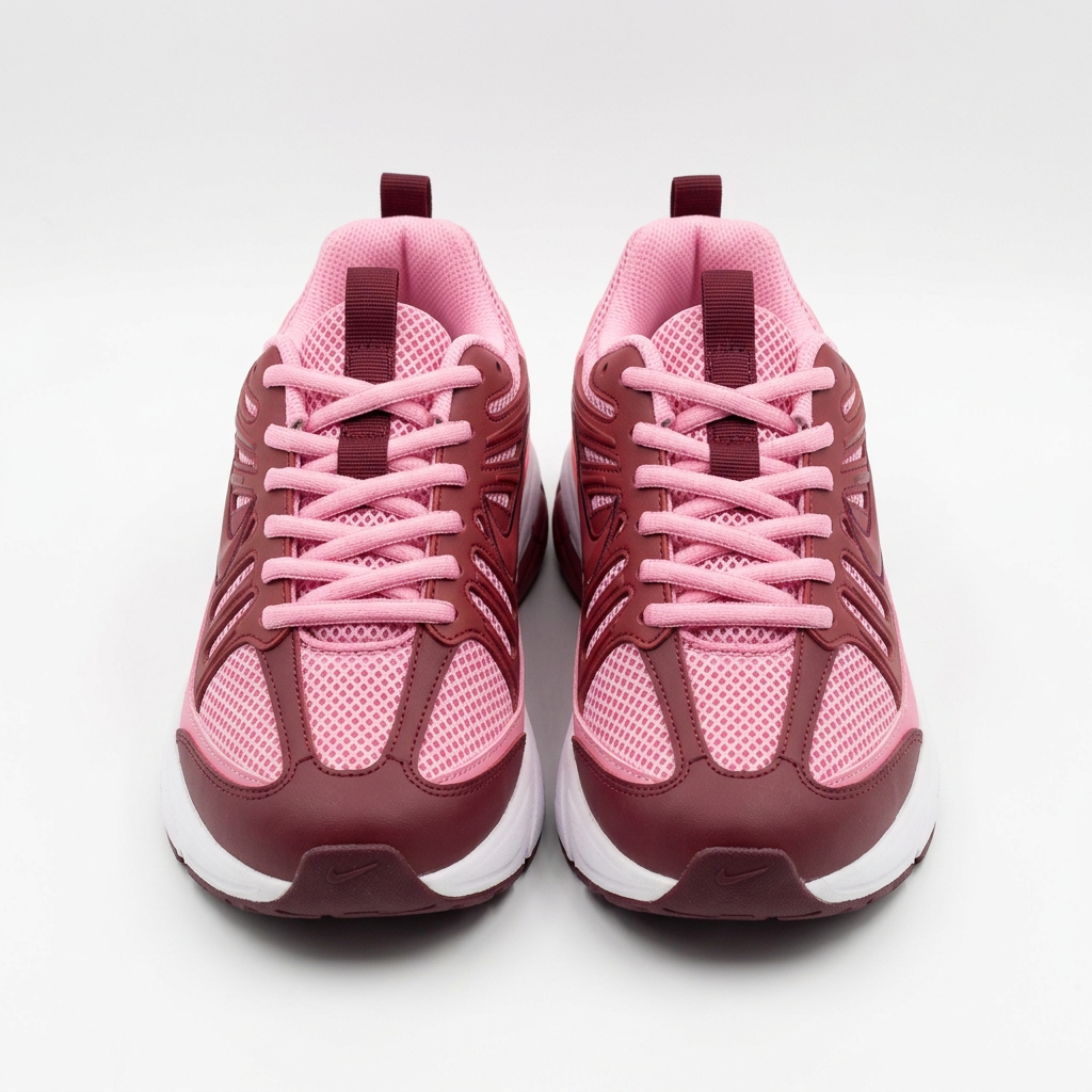 Adults’ Pink-Accent Mesh Lace-Up Sneakers