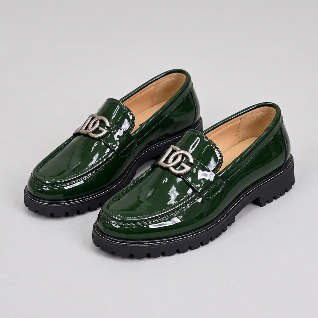 Corrected green loafers pair shot