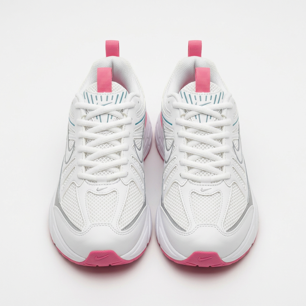 Adults’ Pink-Accent Mesh Lace-Up Sneakers