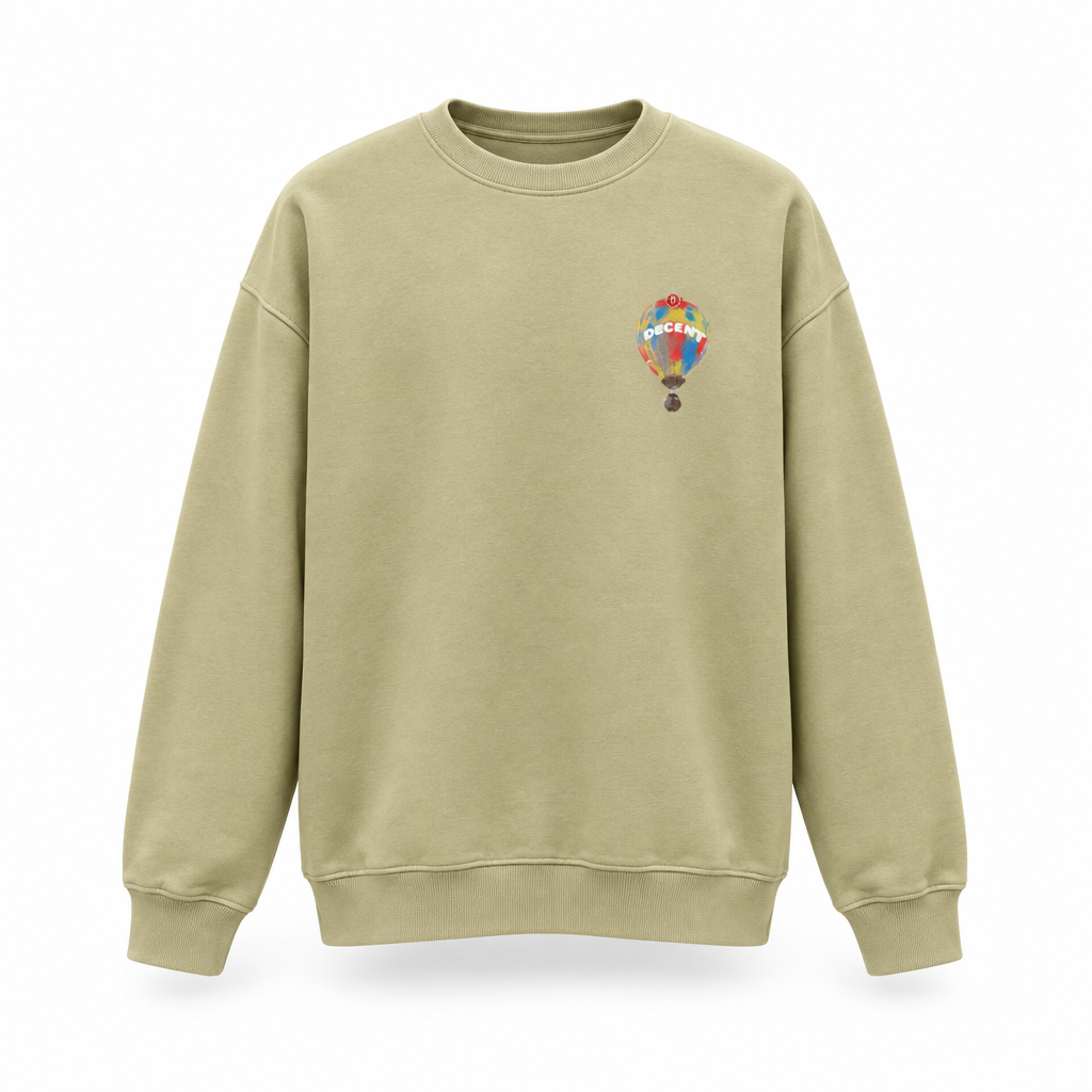 Cream sweatshirt front-view ghost mannequin