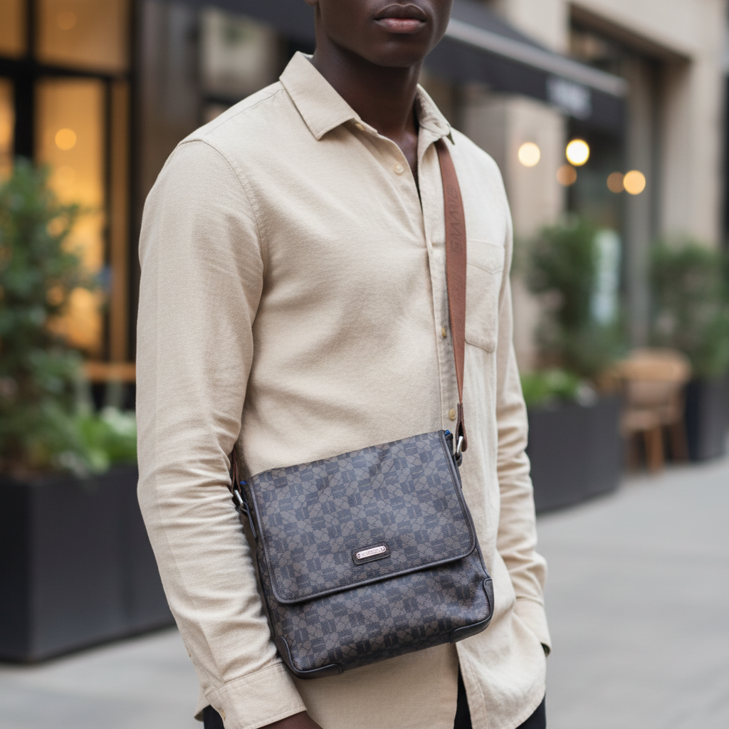 Cross bag male model shot
