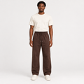 Dark brown drawstring trousers model preview