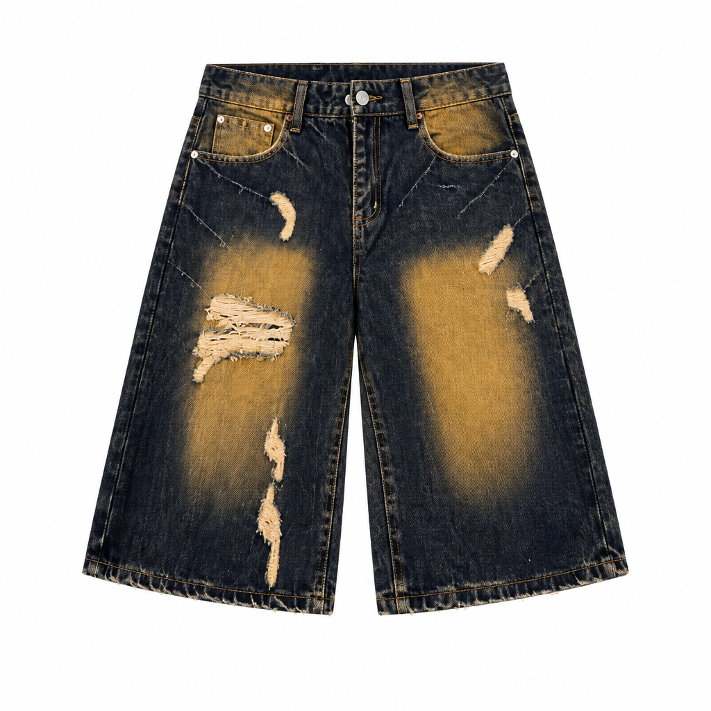 Dark Indigo Distressed Denim Shorts – Ghost Mannequin