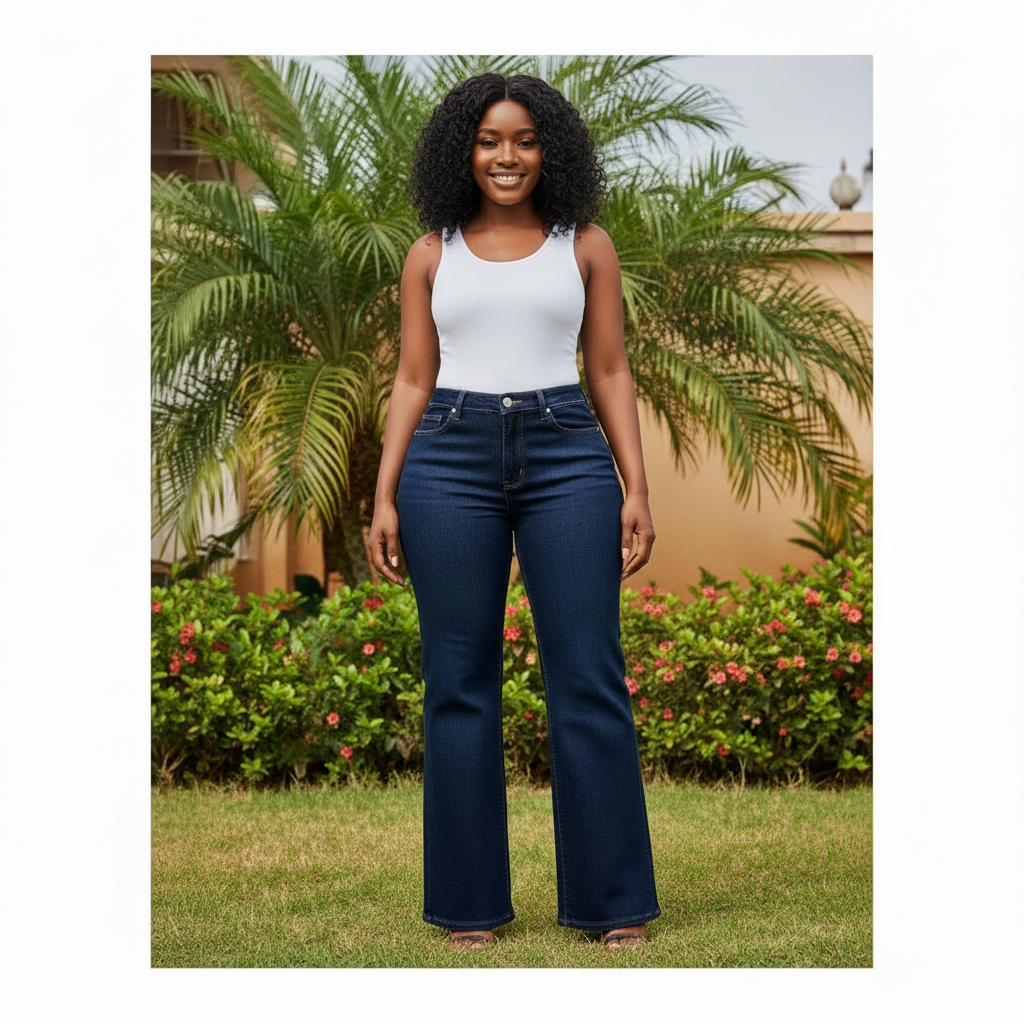 Dark Navy Wide-Leg High-Rise Jeans