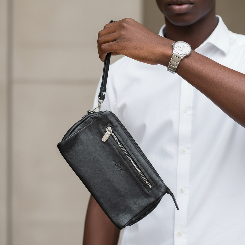 Di Caro Black Leather Clutch – Model Actual Redo
