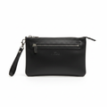 Di Caro Black Leather Double Zip Clutch – Ghost