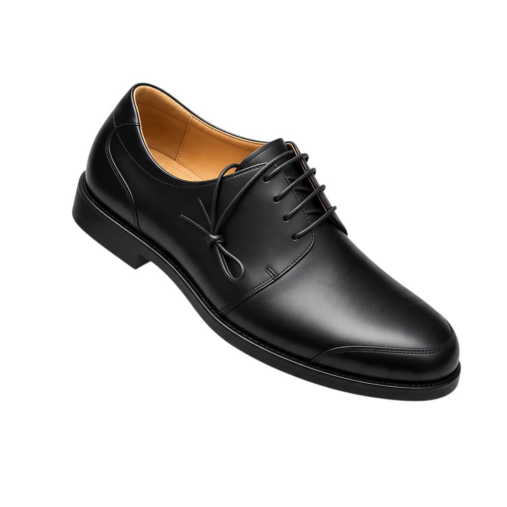 Smooth Black Plain-Toe Derby Shoes