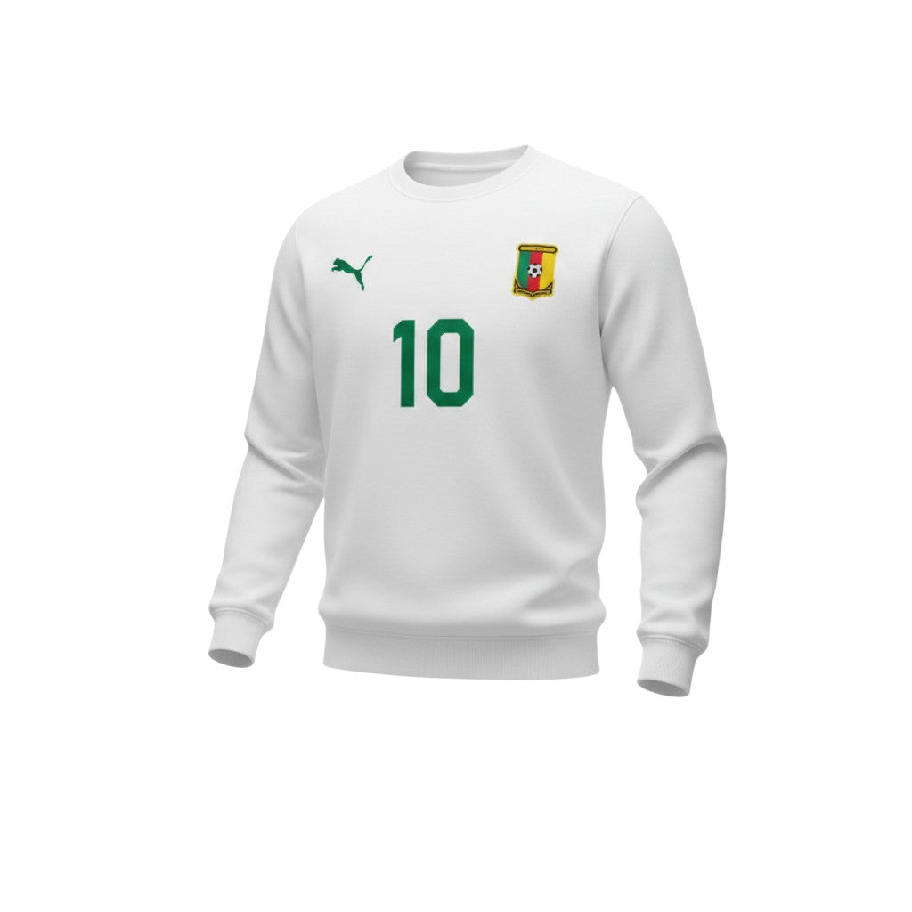 Men's White Number 10 Football Crew Neck Sweatshirt