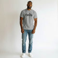 Men's Grey Marl Oversized Script Print Round Neck T-Shirt