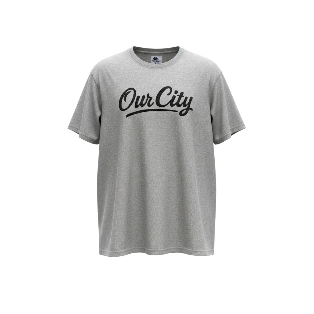 Men's Grey Marl Oversized Script Print Round Neck T-Shirt