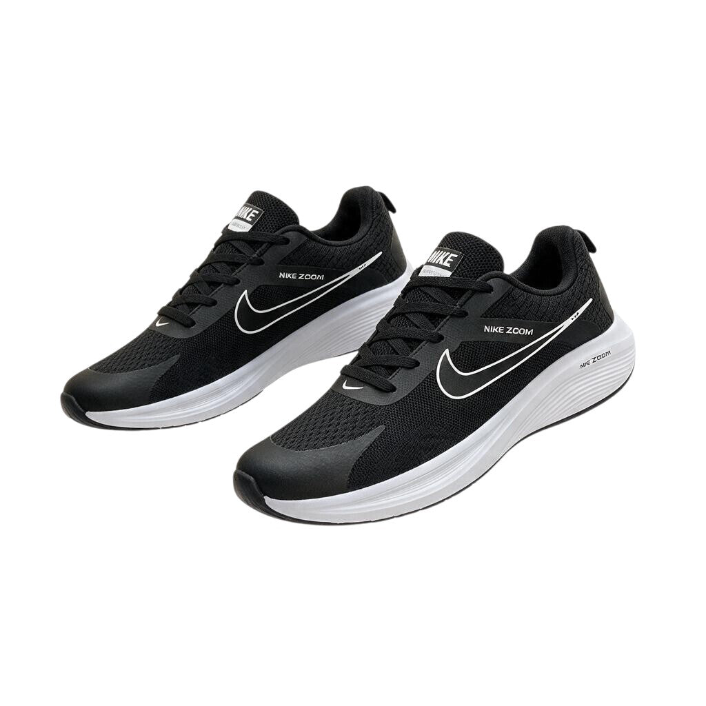 Men’s Black Mesh Sneakers with Ridged White Soles