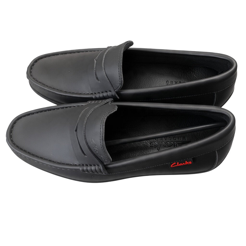 Matte Black Moc-Toe Saddle Loafers