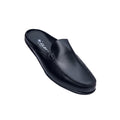 Black Leather Moc-Toe Mule Loafers