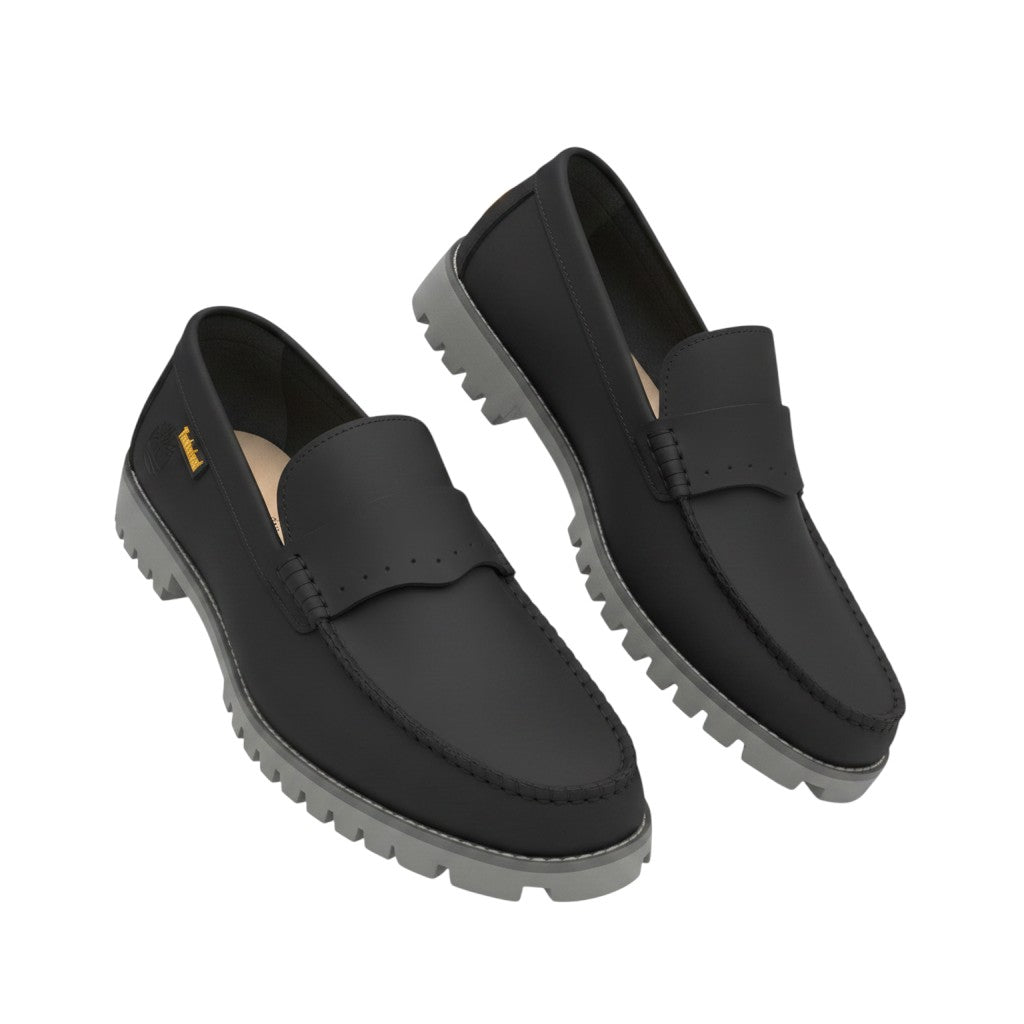 Men's Black Leather Slip-On Loafers
