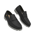 Men's Black Leather Slip-On Loafers