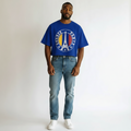 Men's Royal Blue Paris France Graphic Oversized T-Shirt