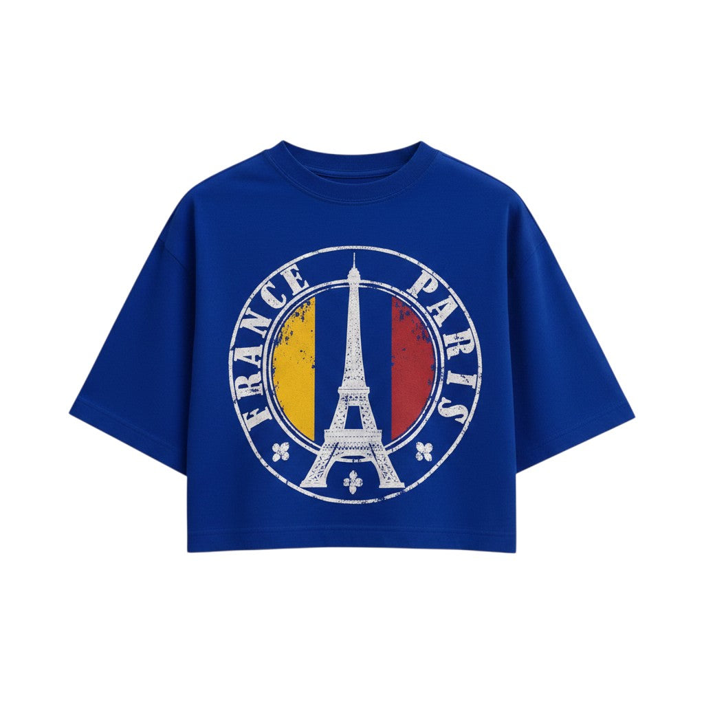 Men's Royal Blue Paris France Graphic Oversized T-Shirt