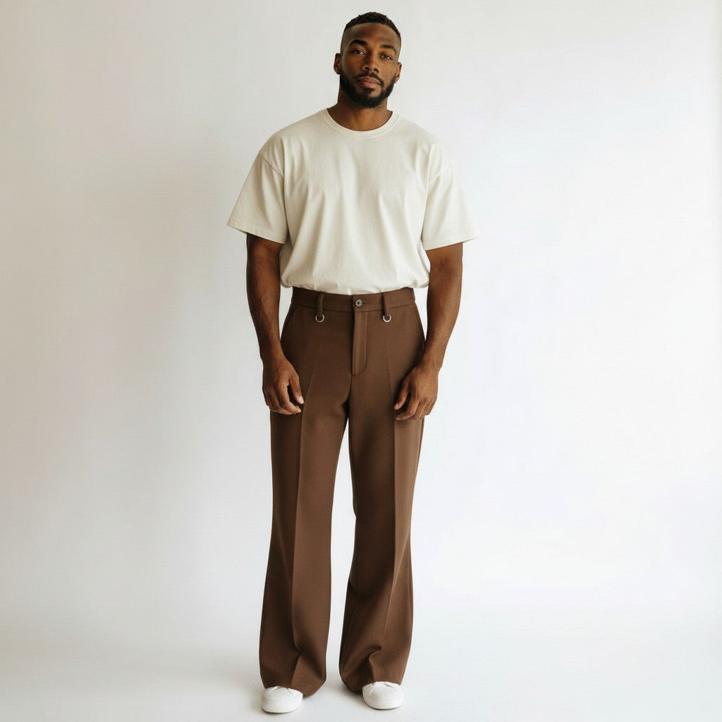 Men's Wide-Leg Palazzo Trousers – Brown