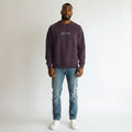 Men's Deep Purple Gothic Arch Text Crew Neck Sweatshirt