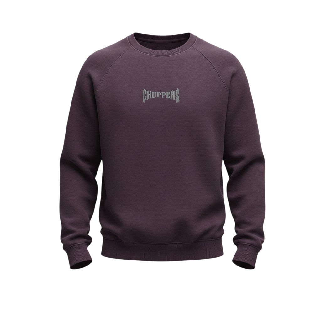 Men's Deep Purple Gothic Arch Text Crew Neck Sweatshirt