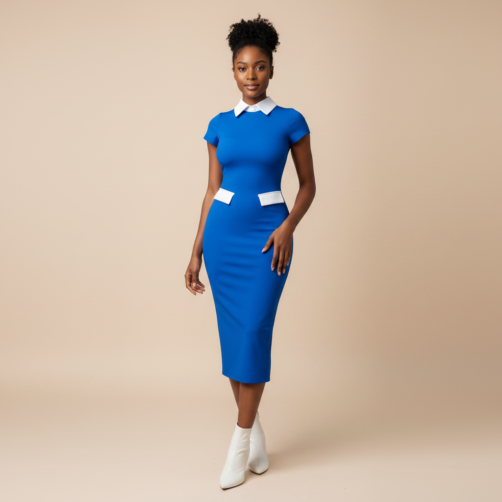 Women's Peter Pan Collar Bodycon Midi Dress