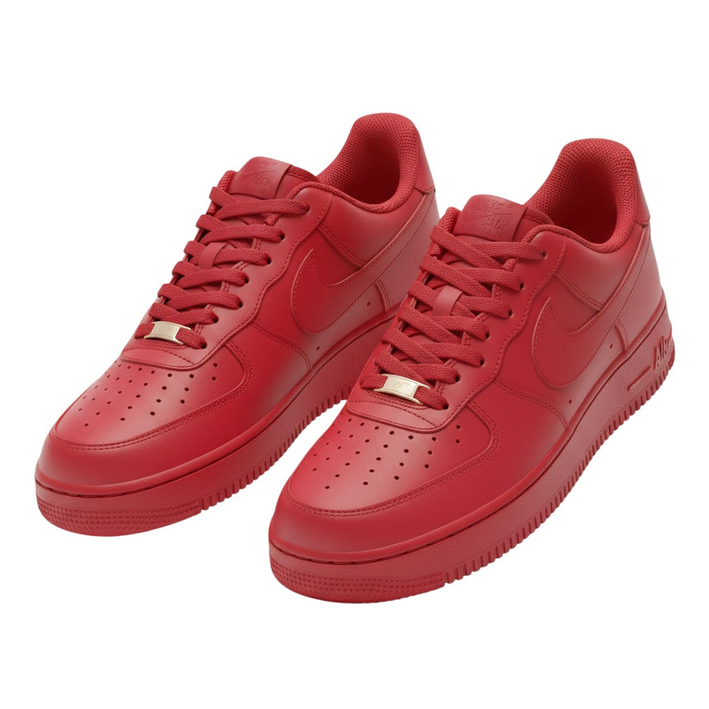 Men's All-Red Low-Top Leather Sneakers