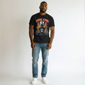Men's Black Suiper Studio Skull Graphic Oversized T-Shirt