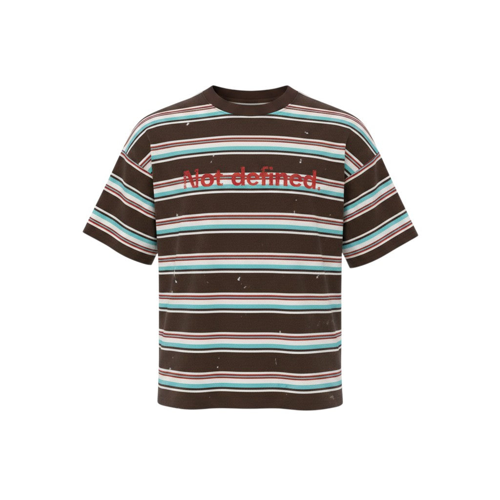 Men's Brown Multi-Stripe Not Defined Oversized T-Shirt
