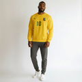 Men's Yellow Number 10 Football Crew Neck Sweatshirt