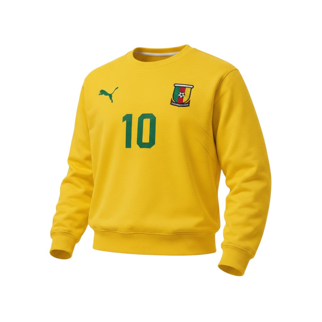 Men's Yellow Number 10 Football Crew Neck Sweatshirt
