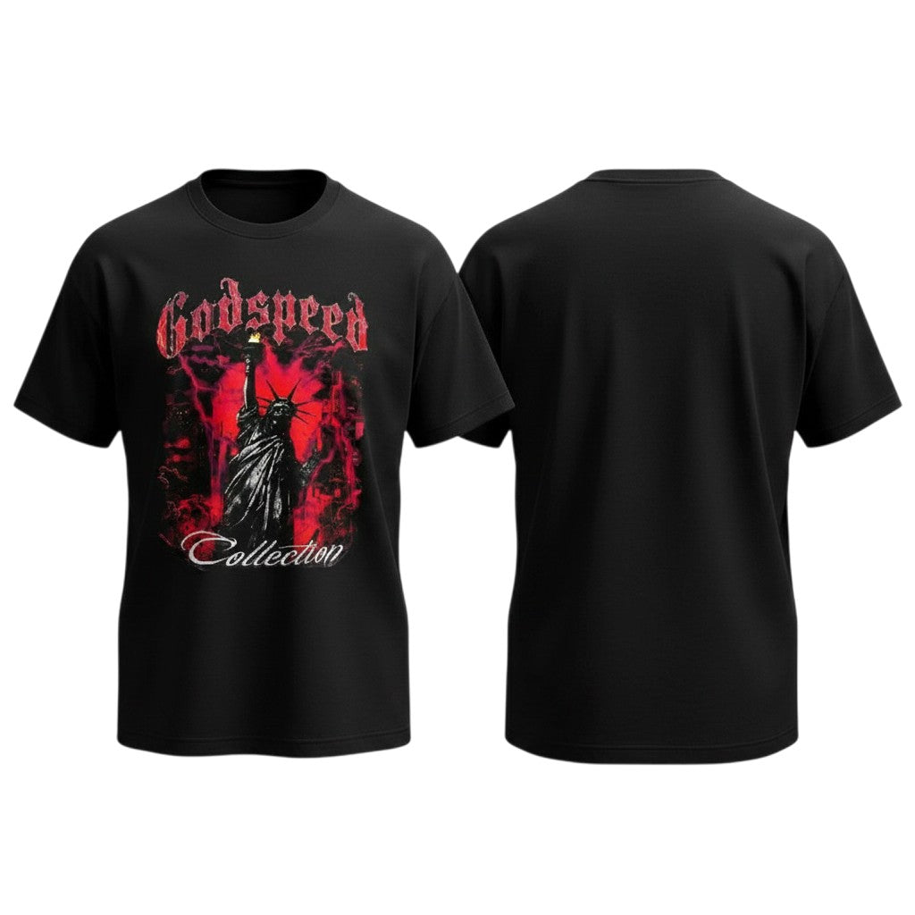 Men's Black Graphic Short-Sleeve Tee – Statue Print