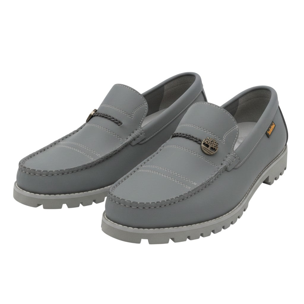 Men's Slate Grey Leather Slip-On Loafers