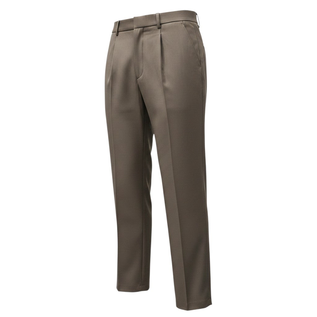 Taupe Pleated Tailored Trousers