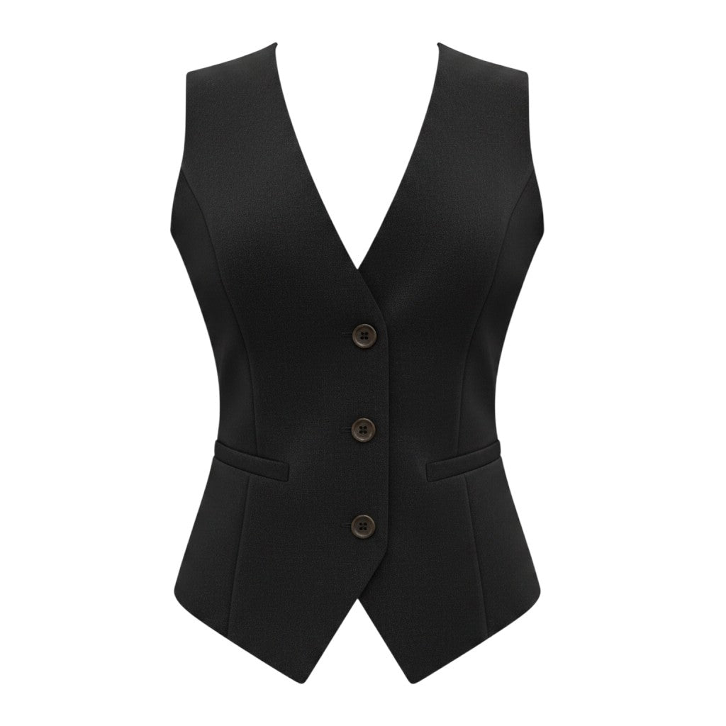 Women's Navy Blue Button-Front Structured Waistcoat