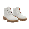 Men's All-White Leather Ankle Boots with Gum Sole