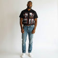 Men's Black City Photo Print Short Sleeve Shirt