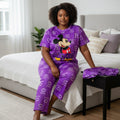 Purple Cartoon-Print 3-in-1 Adult Pyjama Set