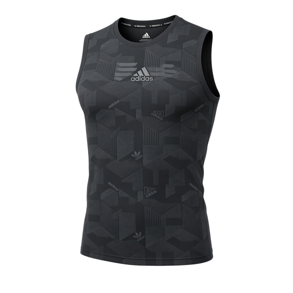 Charcoal Tonal Geometric Tank Top