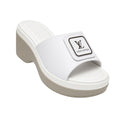 White Contrast-Patch Platform Heels
