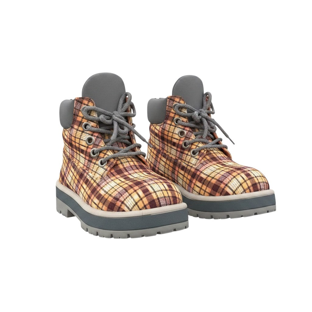 Men's Plaid Tartan Lace-Up Ankle Boots