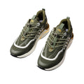 Men's Olive Green Mesh Chunky Runner Sneakers with Gold Hardware
