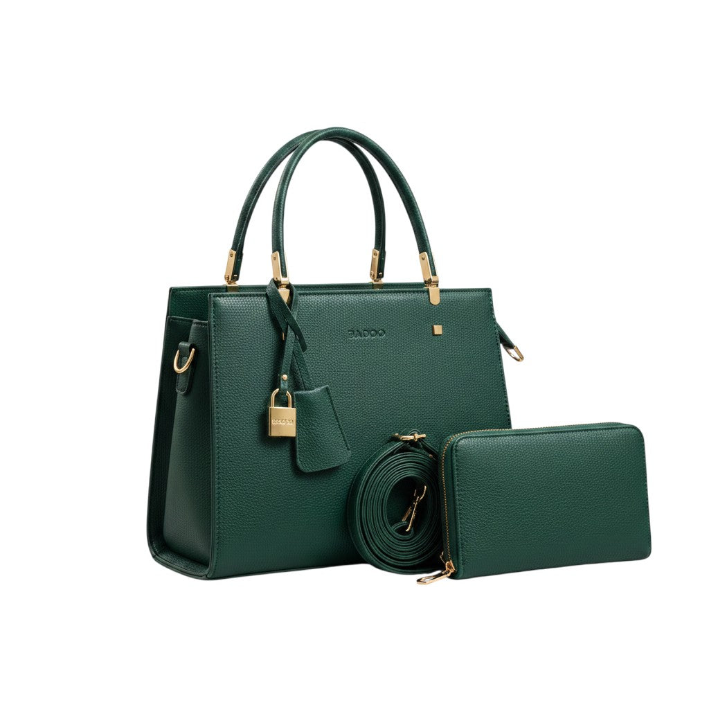2-in-1 Pebbled Leather Handbag & Wallet Set