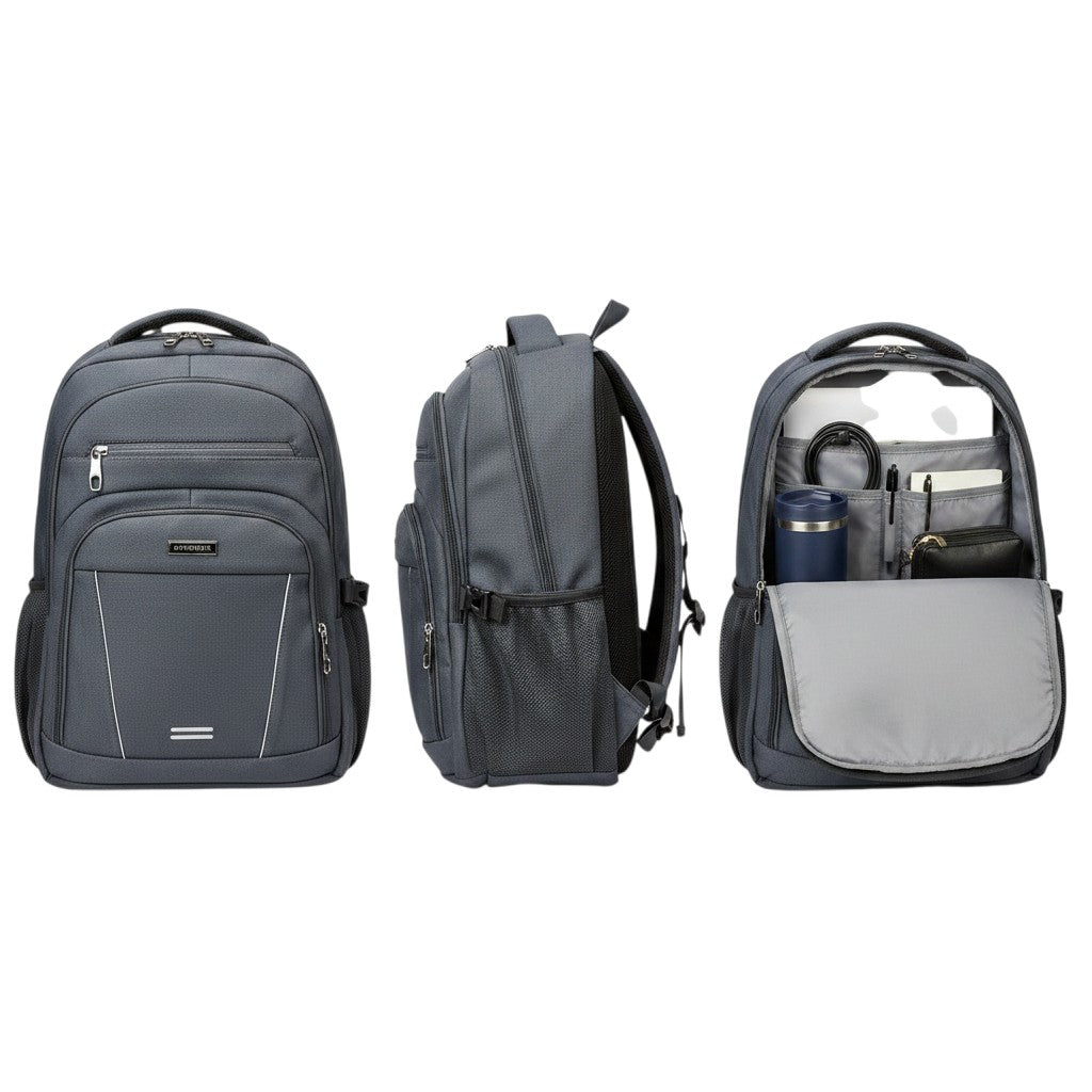 Navy Blue White Piping Structured Unisex School Backpack