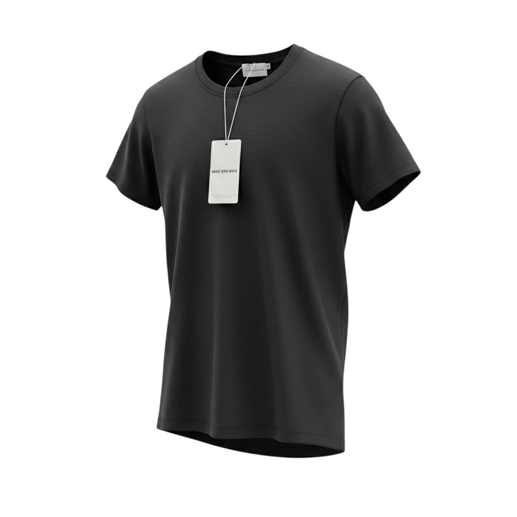 Men's Black Plain Crew Neck Short-Sleeve T-Shirt