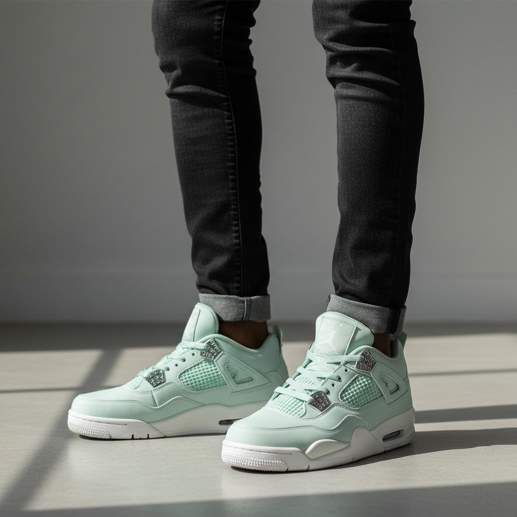 Men's Mint Green High-Top Retro Basketball Sneakers