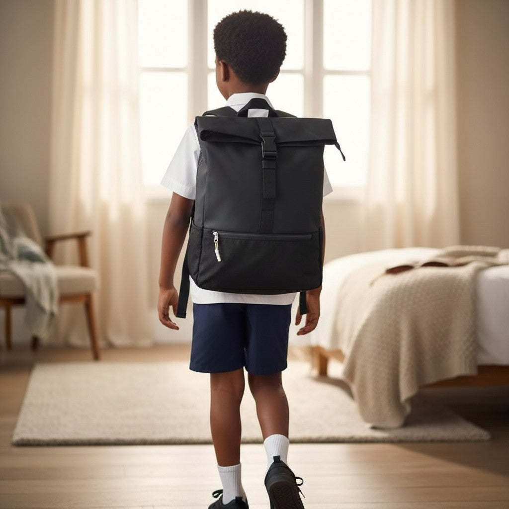 Black Roll-Top Backpack