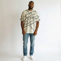 Men's Cream Chain & Lock All-Over Print Oversized Tee